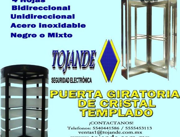 Puerta Giratoria de 4 hojas - Cristal templado