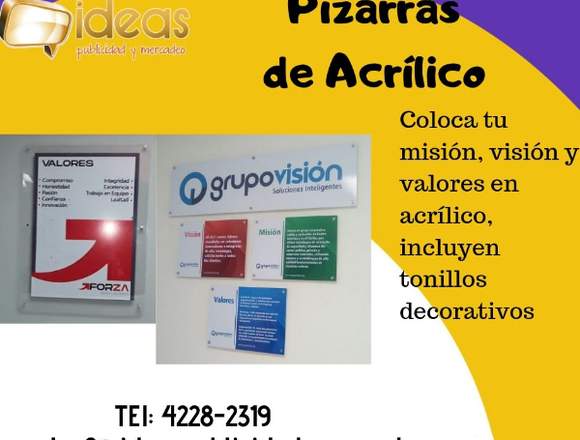 Pizarras de acrílico o pvc 