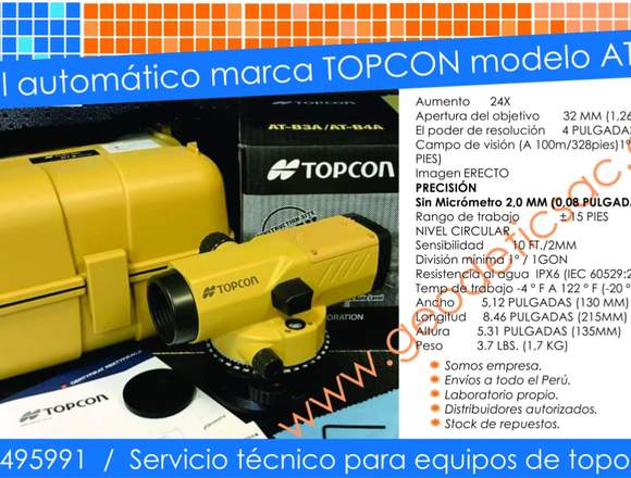 Nivel Automático marca Topcon modelo AT-B4A 