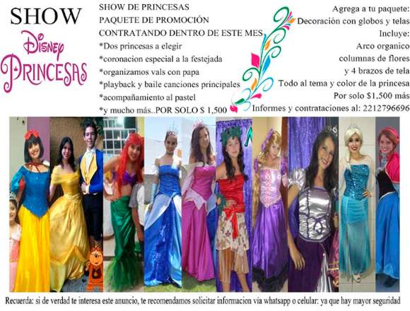 show de princesas, princesas en puebla