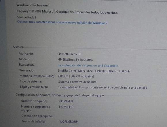 Notebook Hp Elitebook 9470m + pantalla 14 pulgadas