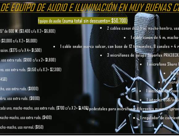 SE REMATA EQUIPO DE AUDIO E ILUMINACION