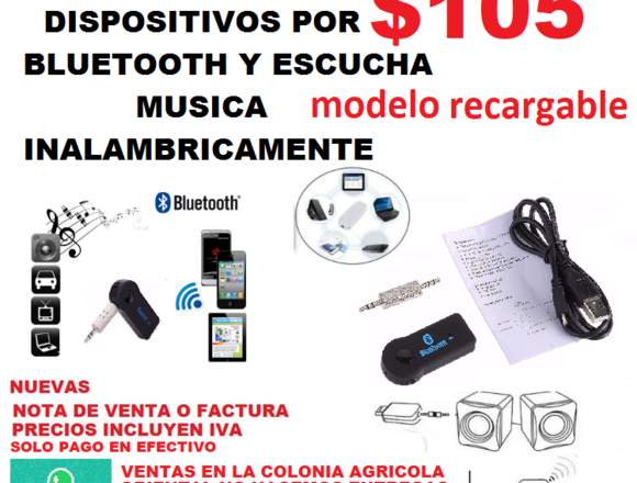 RECEPTOR USB DE AUDIO BLUETOOTH MODELO RECARGABLE