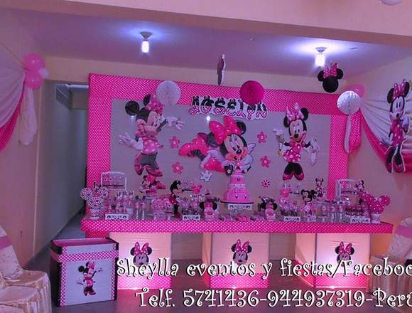 Decoración de Minnie mouse, minnie coqueta, rosada