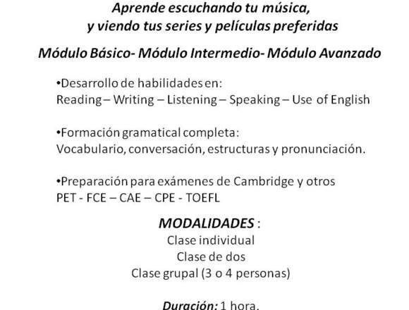 CLASES PARTICULARES DE INGLES EN SAAVEDRA