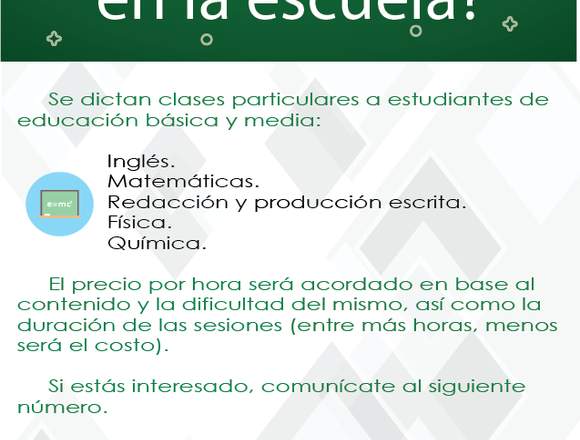 Clases particulares (Matemáticas-Inglés-Química)