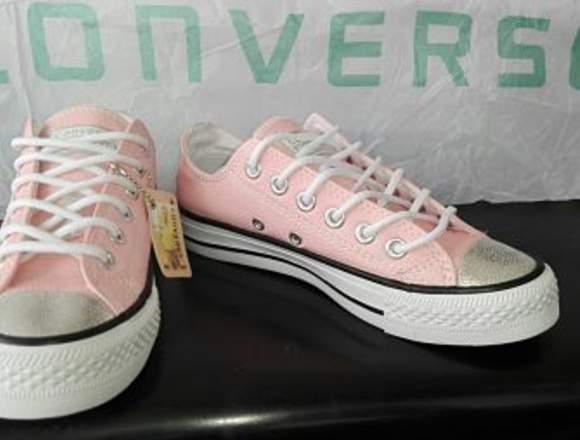  dama  Converse All Star cuero punta escarcha