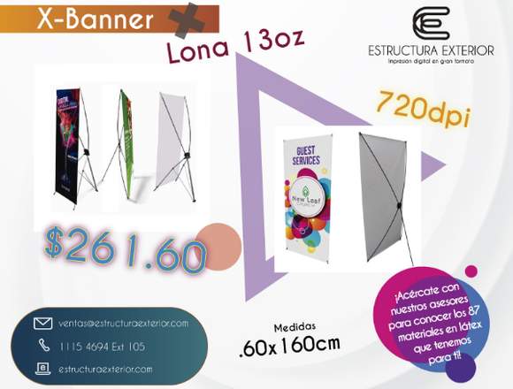 X-banner con lona impresa