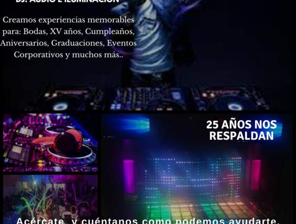 DJ. Audio e Iluminación, Banquetes y más. 