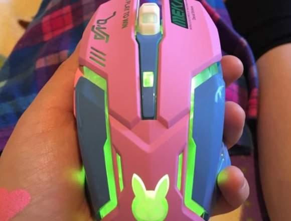 Mouse Gamer inalámbrico Recargable Color Rosa