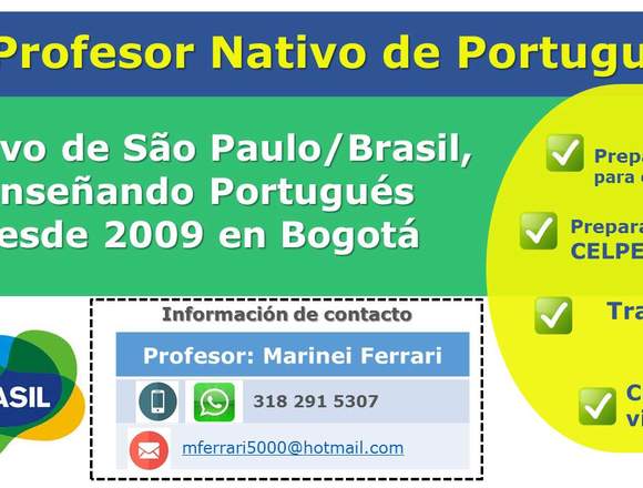 Profesor de Portugués / Nativo de Brasil