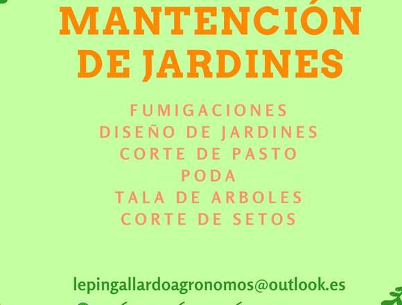 Manténcion de jardines, poda, fumigaciones. 