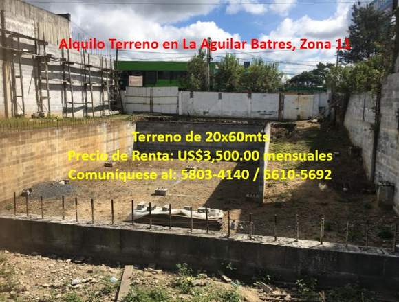 Terreno en alquiler en Aguilar Batres, Zona 11