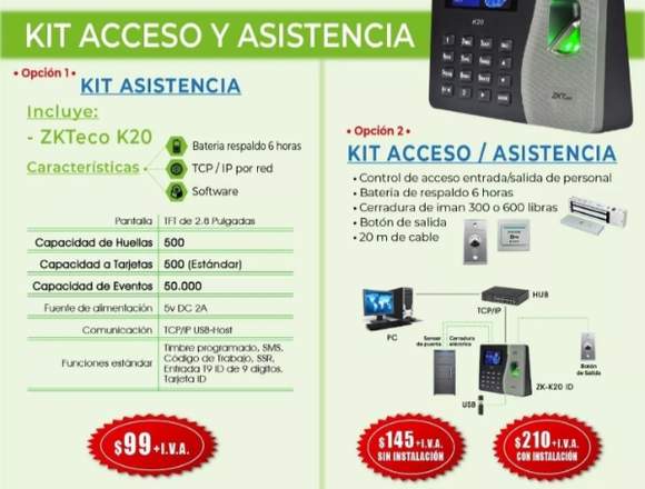 Reloj asistencia biometrico ZKTeco K20 0983080310