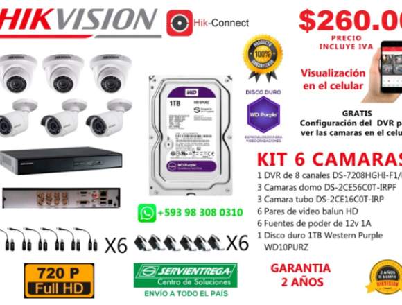 KIT 6 CAMARAS CCTV 720p. HIKVSION 0983080310.