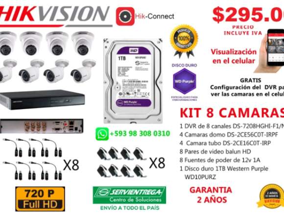 KIT 8 CAMARAS CCTV 720p. HIKVISION 0983080310