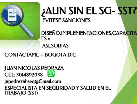 ¿AUN SIN EL SG SST? EVITESE SANCIONES, CONTACTEME.