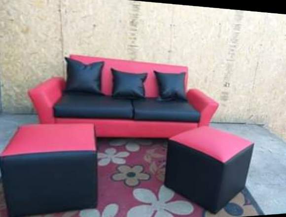 Sofa color rojo y negro