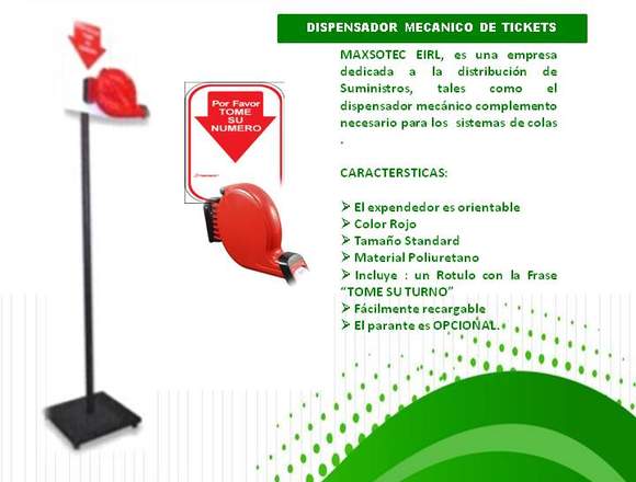 DISPENSADOR DE TICKETS MECANICO/MAXSOTEC