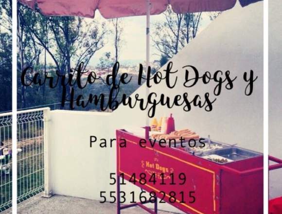 Carrito de hamburguesas y hordogs para fiestas  