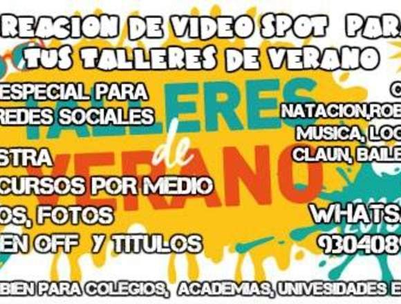 Creacion de  videos para  promocionar talleres  