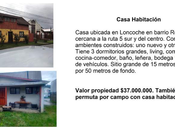 Casa ubicada en barrio residencial, Loncoche