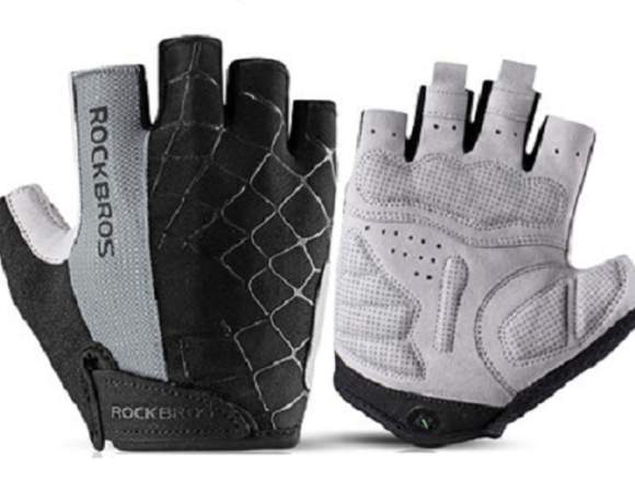 Guantes Ciclismo Rockbros Medio Dedo Gris Negro