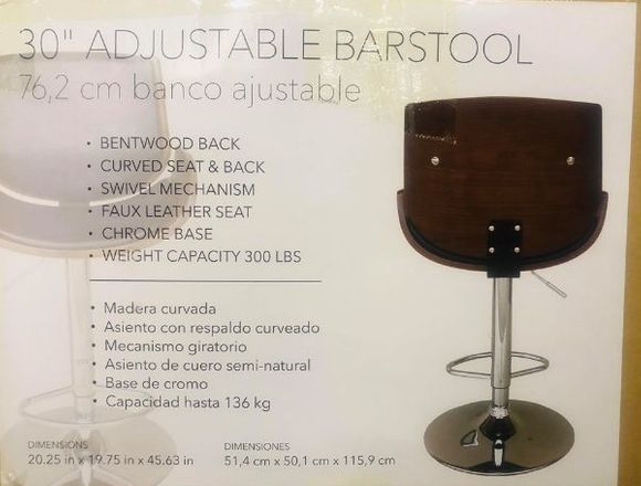 Banco o Silla de Cuero y Madera Ajustable