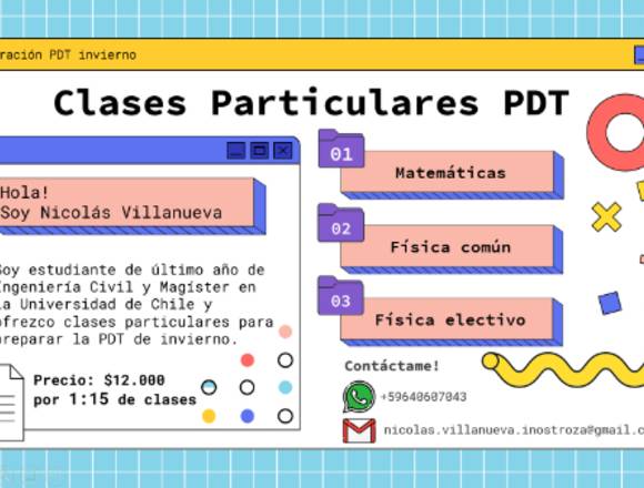 Clases de Matemáticas y Física para PDT invierno