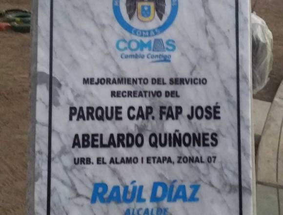 PLACAS PARA INAUGURACIÓN DE OBRAS MÁRMOL Y GRANITO