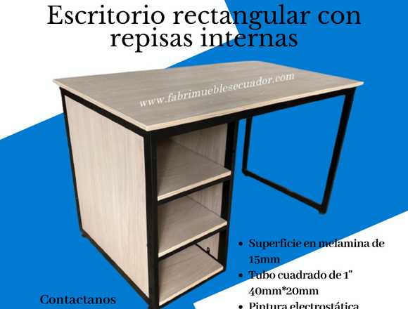 Escritorio rectangular con repisas internas