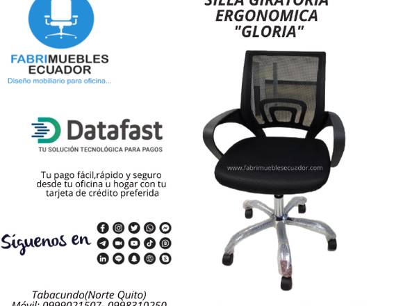 SILLA GIRATORIA ERGONOMICA GLORIA 