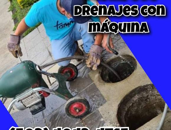 Drenajes desagües obstruidos con máquina 