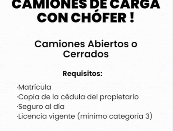 Alquilamos camiones de carga con chofer.