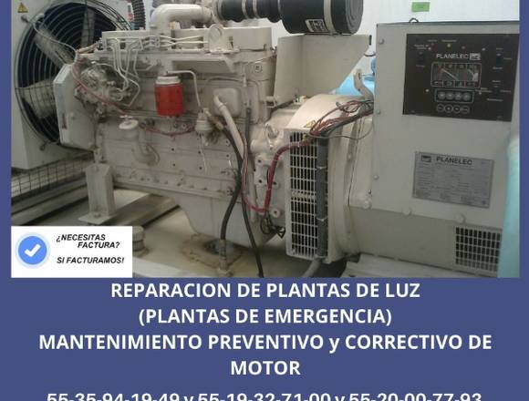 REPARACION y MANTENIMIENTO de PLANTAS DE LUZ 