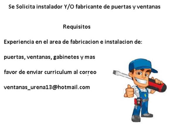 Se Solicita instalador y/o fabricante 