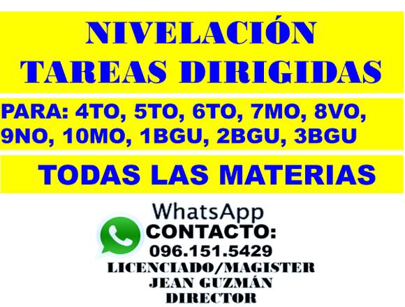 Curso de nivelación, Tareas Dirigidas