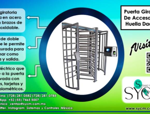 PUERTA GIRATORIA DE ACCESO CON HUELLA DACTILAR