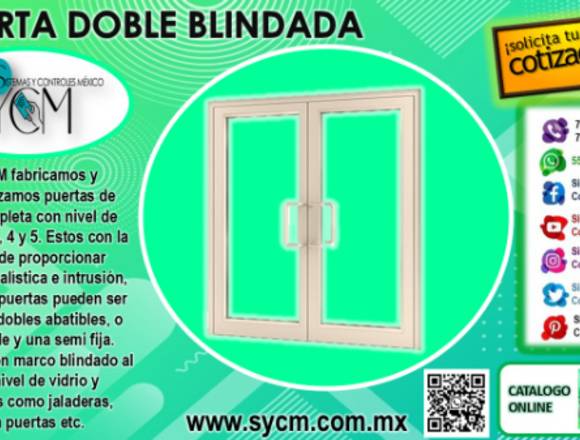 PUERTA DOBLE DE VIDRIO BLINDADO – SYCM