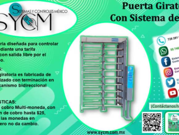 PUERTA GIRATORIA CON MONEDERO MULTIMONEDA – SYCM