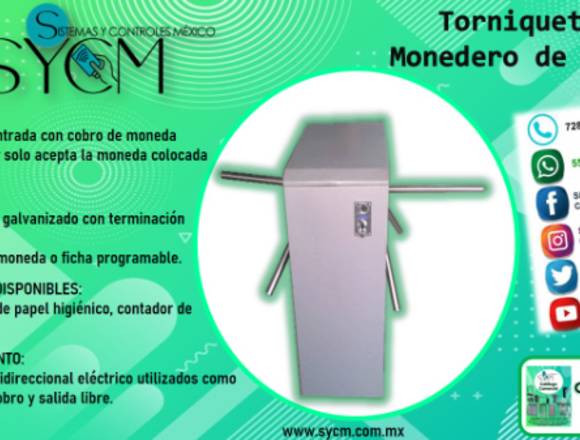 TORNIQUETE CON MONEDERO DE COBRO UNI MONEDA – SYCM