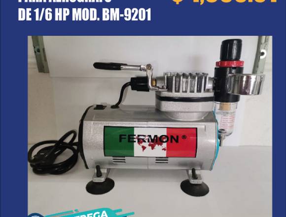 COMPRESOR PARA AEROGRAFO DE 1/6 DE HP MOD.BM-9201.