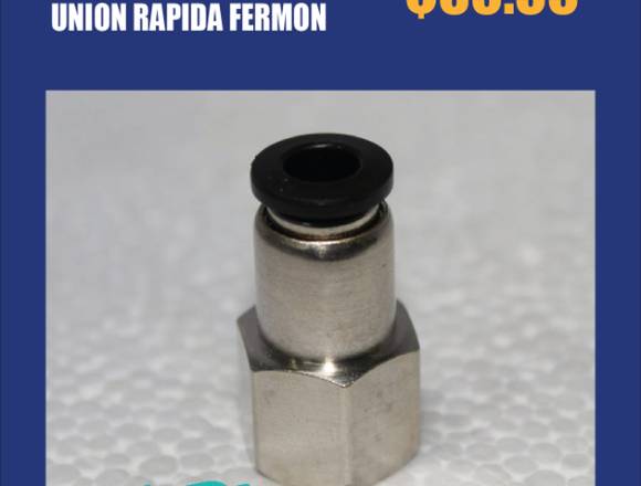 CONECTOR HEMBRA 1/4 NPT 6MM TUBING UNION RAPIDA.