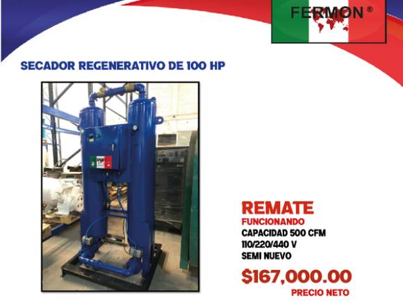 SECADOR REGENERATIVO DE 100 HP.