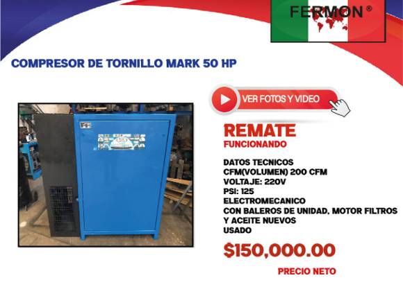 COMPRESOR DE TORNILLO MARK 50 HP.