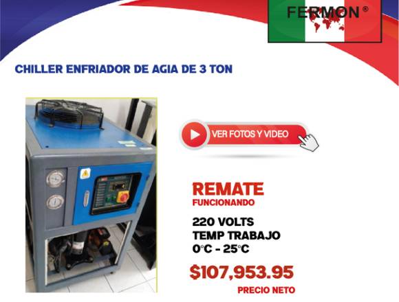 CHILLER ENFRIADOR DE AGUA DE 3 TON