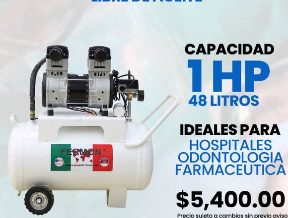 COMPRESOR ODONTOLOGICO DE 1HP C/T HORIZONTAL 48LTS