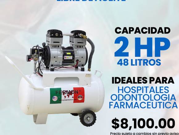 COMPRESOR ODONTOLOGICO DE 2HP C/T HORIZONTAL 48LTS