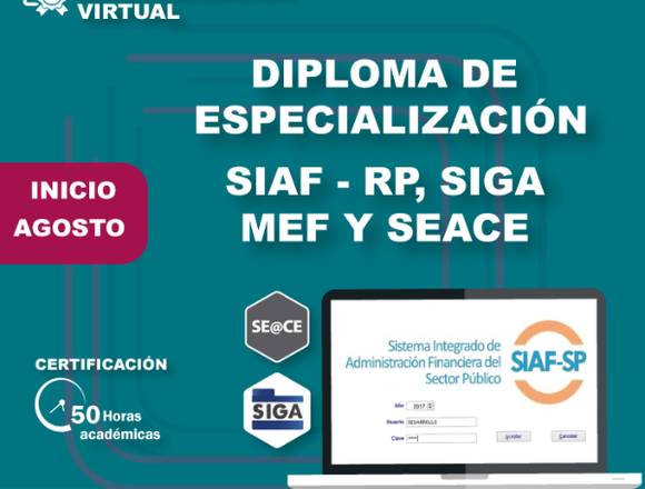 Curso Virtual Diploma  SIAF RP, SEACE  SIGA MEF 