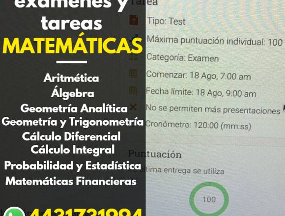 Te ayudo con tus exámenes y tareas de Matemáticas